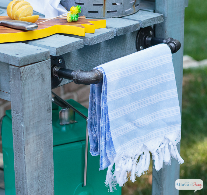 Inspired by a $2,000 Pottery Barn hutch and server, we built this outdoor buffet table for around $150. A project like this is easier than you think. We are beginners, and this is our first building project!