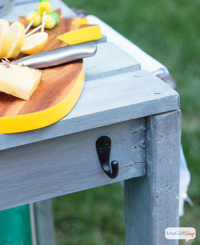 Inspired by a $2,000 Pottery Barn hutch and server, we built this outdoor buffet table for around $150. A project like this is easier than you think. We are beginners, and this is our first building project!