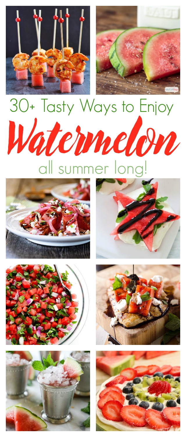 Have you ever had salted watermelon? What about a watermelon margarita or a watermelon salad? These 30 delicious watermelon recipes will give you an entirely new outlook on America's favorite summer fruit.