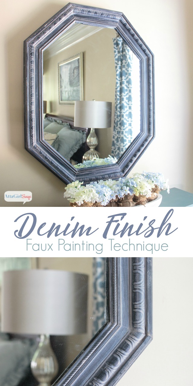 Learn how to easily create the look of denim with this easy faux painting technique using two different colors of Chalky Finish paint and wax. #sponsored #decoartprojects