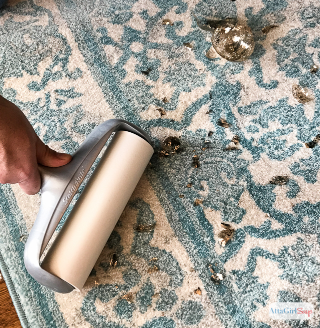 Lint rollers are great for cleaning up pet hair, glitter and small messes on fabric, carpet and upholstery. Put away the vacuum and check out these cleaning hacks using a lint roller. #ad #RollAwayLint