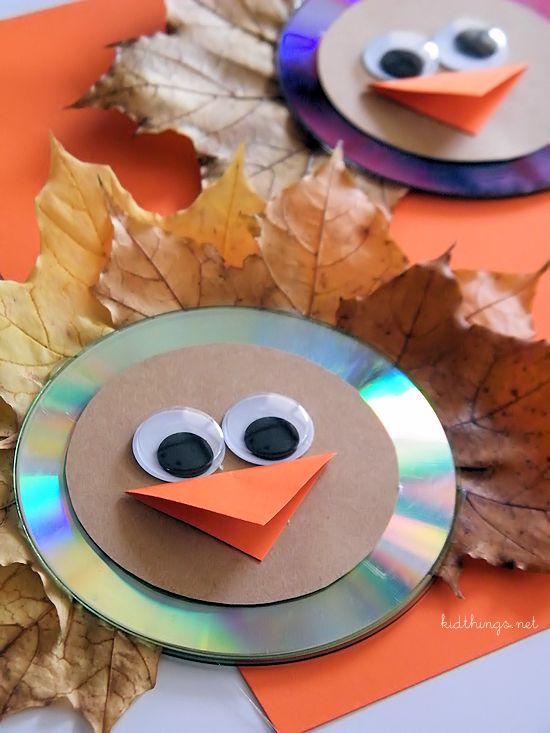 turkey suncatcher made from an old CD or DVD