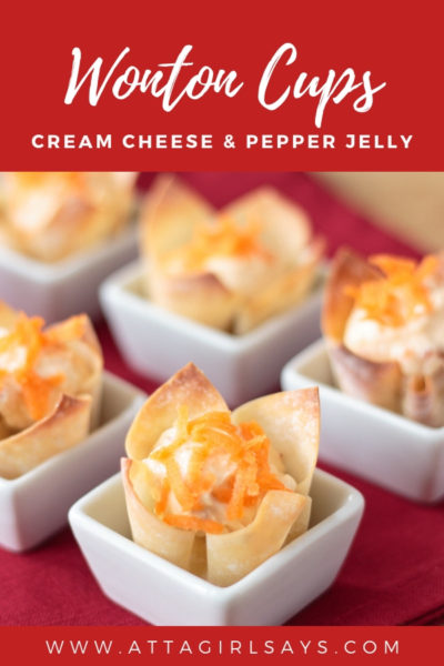 cream cheese wontons in appetizer cups