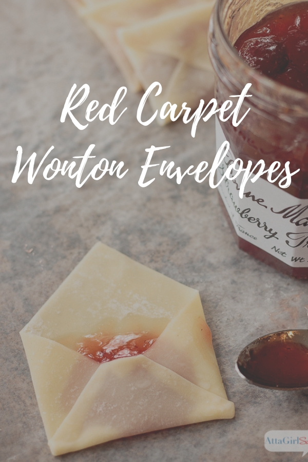 wonton envelop filled with strawberry jam