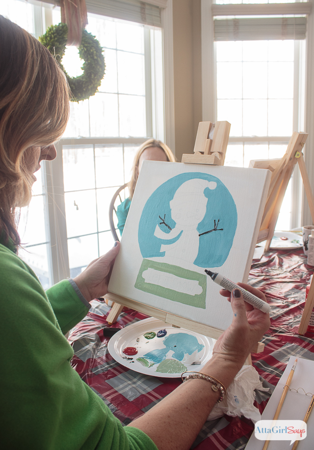 These snow day Social Artworking paint party ideas will make you wish for a blizzard! Kids and adults alike enjoy painting their own canvases. There are hundreds of designs to choose from, and no prior artistic experience is necessary. #sponsored #socialartworking #decoart