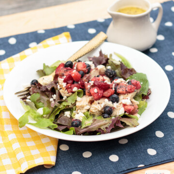 grilled chicken and fruit salad with poppyseed dressing