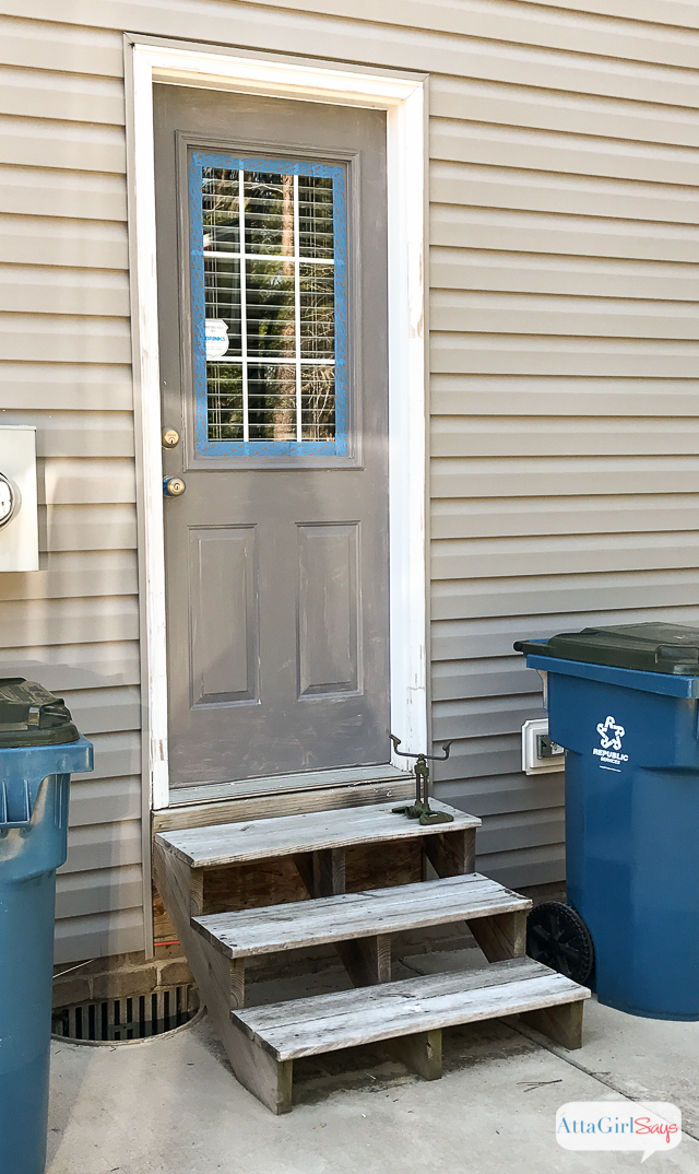 Tackle those outdoor home maintenance chores and spruce up your home for spring. Learn how to paint a door without removing it and the best paint to use to add instant curb appeal to your home. #sponsored