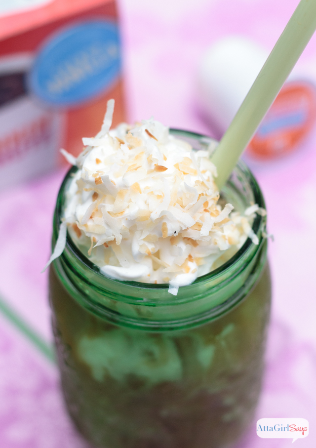 This toasted coconut iced coffee recipe is a creamy, cold, refreshing treat on a hot summer day. #sponsored