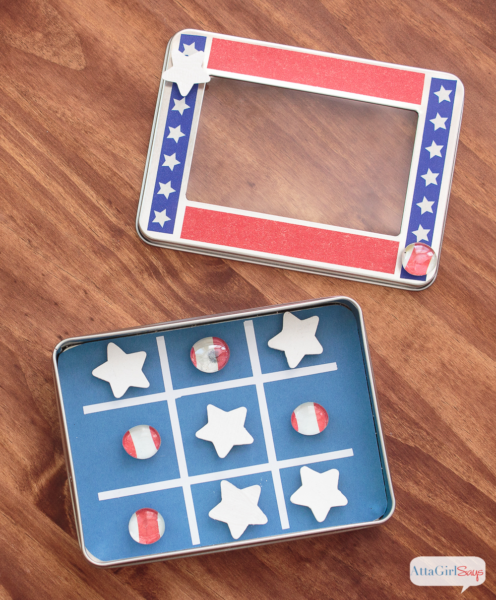 Magnetic Patriotic Tic Tac Toe Travel Game & more DIY Travel Games for Kids