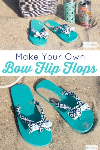 Learn how to dress up inexpensive flip flops with pretty ribbon. Make a pair of these DIY Bow Flip Flops to match your swimsuit or favorite summer dress,. Sponsored by Tervis