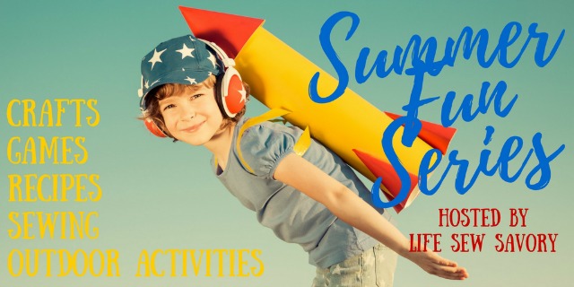 Summer illustration of a kid with a rocket strapped to his back with the caption Summer Fun Series.