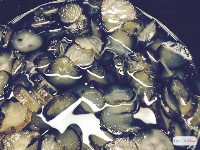 sweet pickle slices in sugar