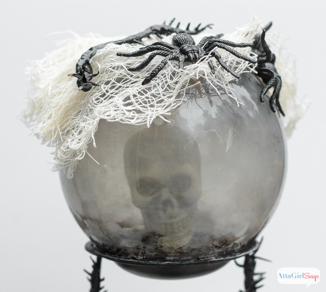 Learn how to make these spooky crystal balls and other scary decorations using Dollar Tree Halloween items. #ad #DollarTree