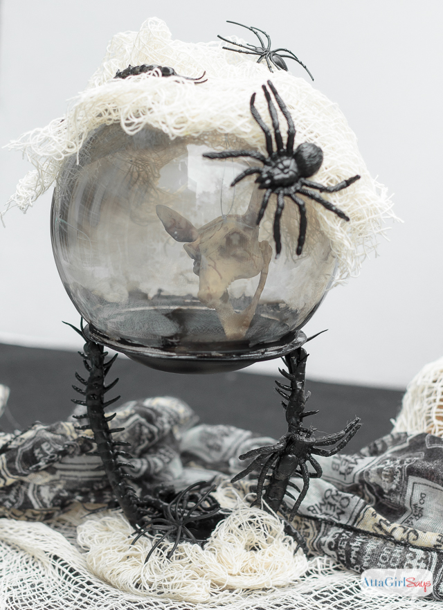 Learn how to make these spooky crystal balls and other scary decorations using Dollar Tree Halloween items. #ad #DollarTree