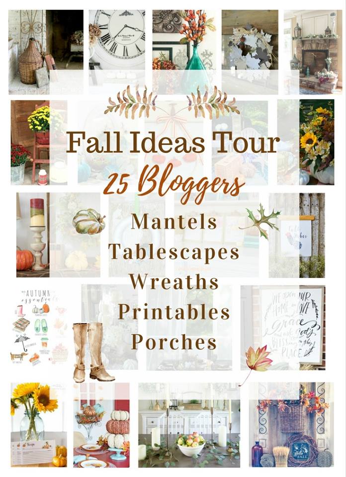 Join 25 bloggers as we share fall decorating and craft ideas. Get inspiration for decorating your fall mantel, your dining room table and your porch for fall. You'll also learn how to make gorgeous fall wreaths and don't miss our free fall printables.