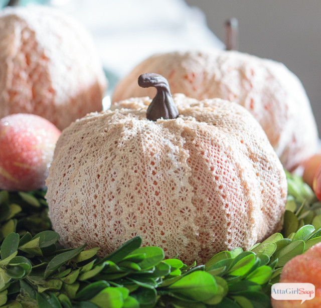 Foam Pumpkins Get a Vintage Makeover with Lace