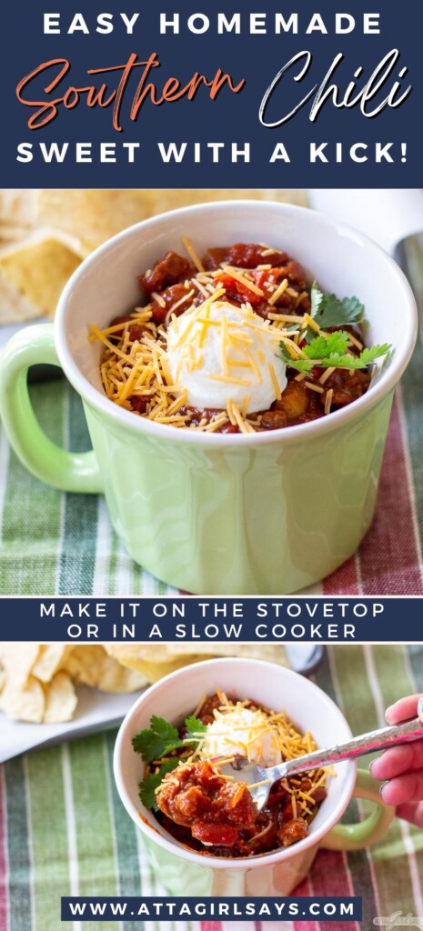 two bowls of chili with beans and cheese
