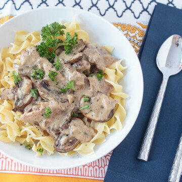For those days when you're craving comfort food without the calories, try this easy light slow cooker beef stroganoff. It has the rich flavor of the classic dish without the extra fat and calories. It's still stick-to-your-ribs comfort food for cold winter days. But it contains less fat and calories than traditional beef stroganoff, which makes it perfect for anyone who wants to eat healthier as part of a New Year's resolutio