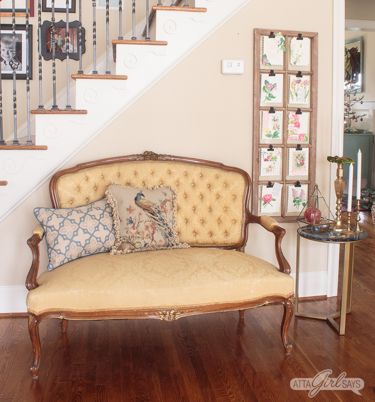 Your favorite bloggers are styled for spring. Start with this tour of my living room, filled with gorgeous flowers, pretty bird motifs and colorful, vintage touches for a new season. Then head over to my friends' houses for more spring home decorating ideas. #springdecorating #vintagedecor #hometour #springhometour #styledforspring
