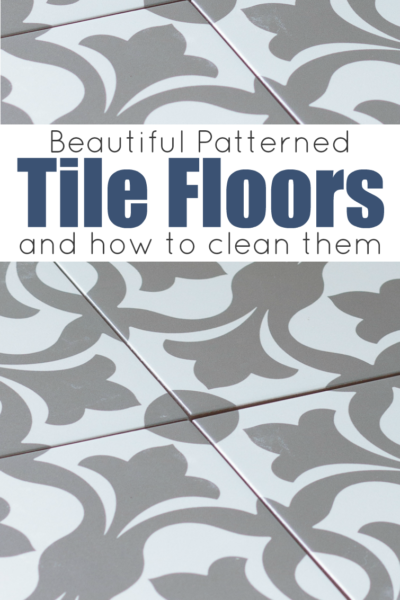 Patterned tile floors are a popular and on trend choice for kitchens, bathrooms, laundry rooms and entryways. I'm showcasing some of my favorite encaustic tiles plus sharing tips for how to clean tile floors without damaging them. #ad #ShowTheLove #BonaLaminateCleaner #cleaningtips #tilefloors #patternedtile