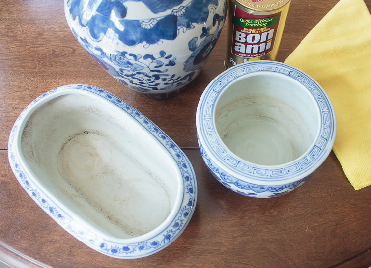 Don't pass up dirty, stained and scuffed ceramics or pottery at yard sales and thrift stores. Learn how to clean porcelain vases, flower pots, china and pottery, easily and gently, using Bon Ami all-purpose nontoxic cleanser. #ad #BonAmiClean