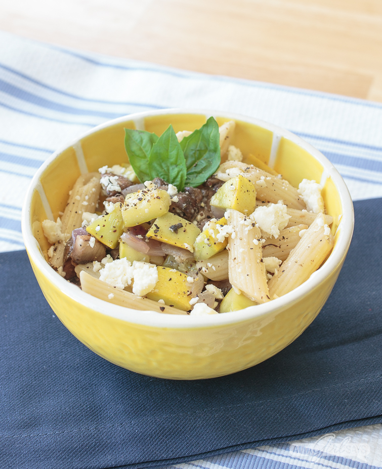 Delicious served hot or cold, this roasted vegetable pasta salad is a great main course or side dish for lunch or dinner. Switch up the veggies and fresh herbs, depending on your tastes or what's in season. #ad #HTOrganics #TeeterRecipes