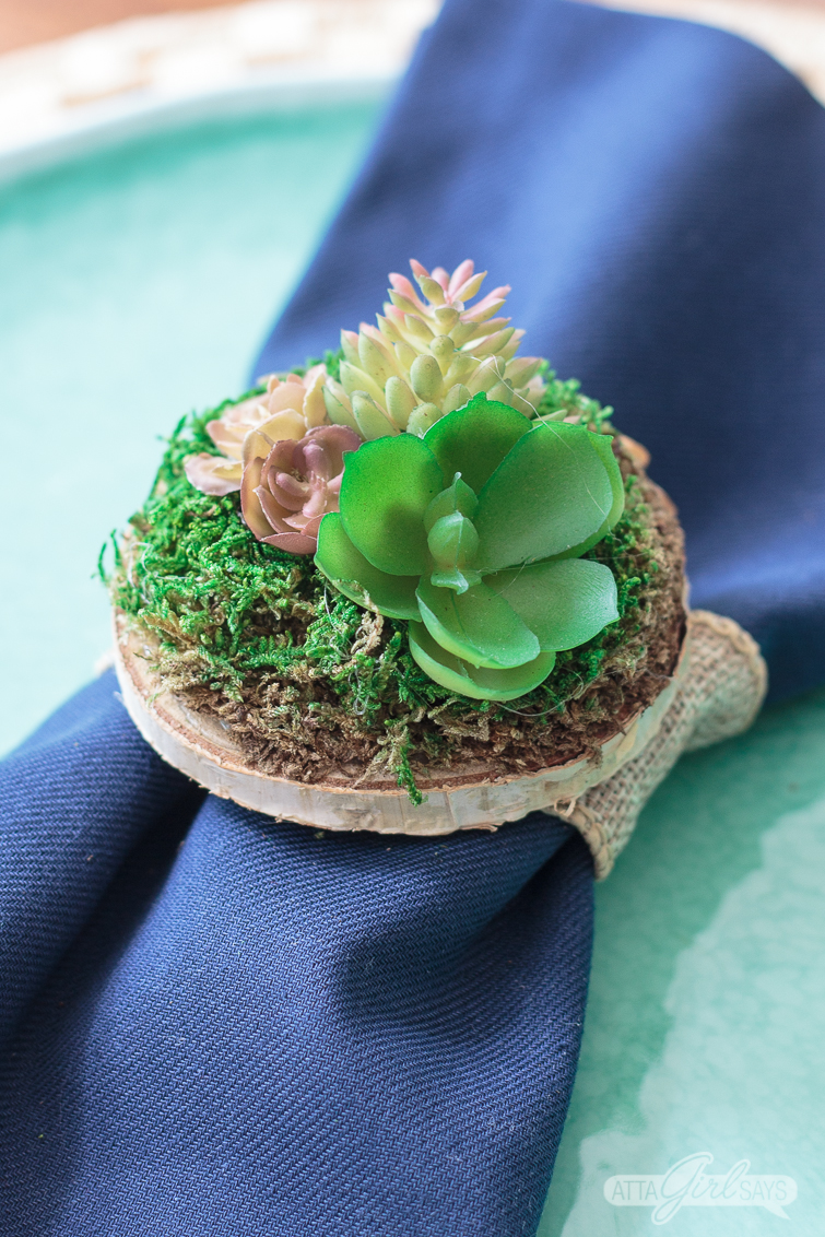 Succulent Napkin Rings DIY for Summer Parties & Rustic Wedding Decor