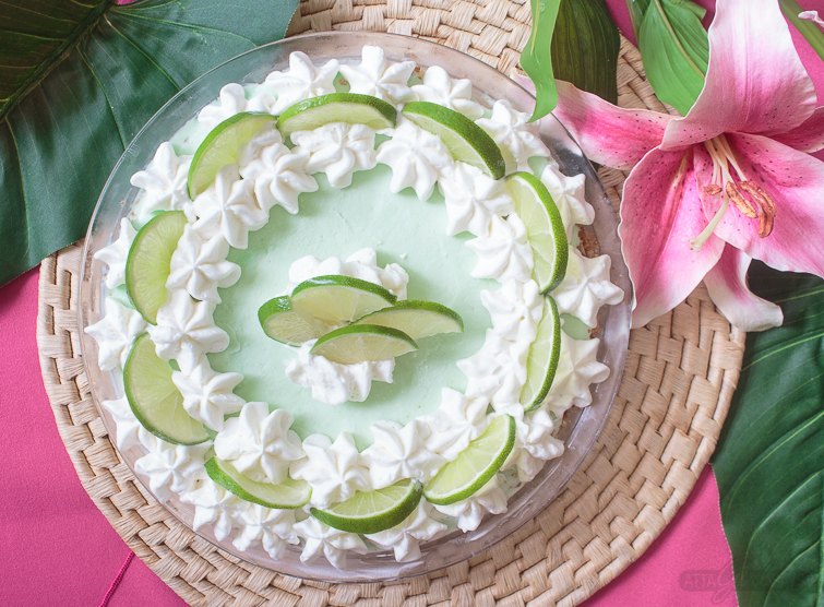 frozen margarita ice cream pie with whipped cream topping