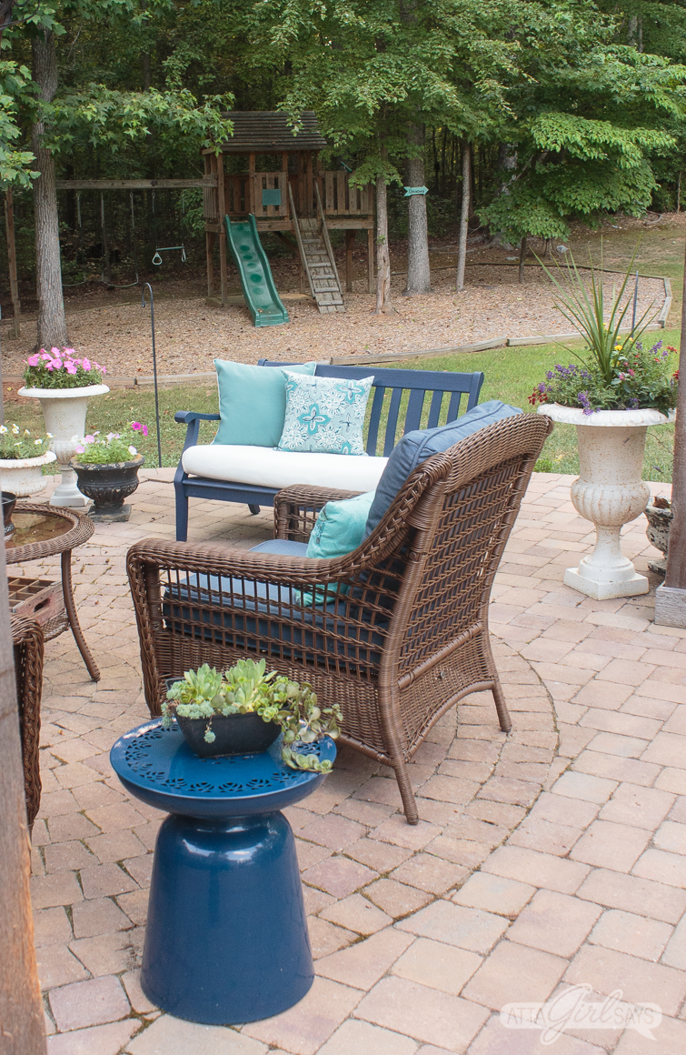 Giving your painted outdoor furniture a makeover is an easy way to refresh your patio, porch, deck and other outdoor spaces for the season. Using a paint sprayer makes the job quick and easy. You'll be so inspired when you see how we transformed worn out, weather-beaten furniture. #WagnerSprayers #paintedfurniture #outdoorfurniture #patiomakeover