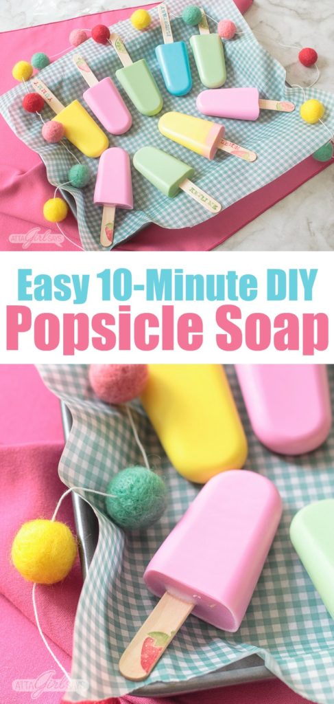 colorful popsicle soap bars on gingham paper