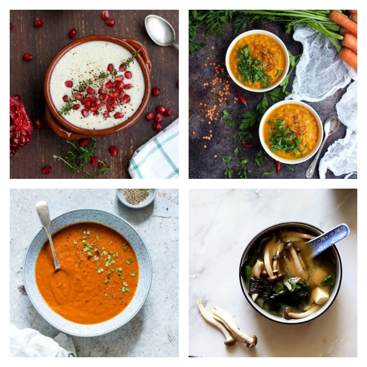 photo of four bowls of soup