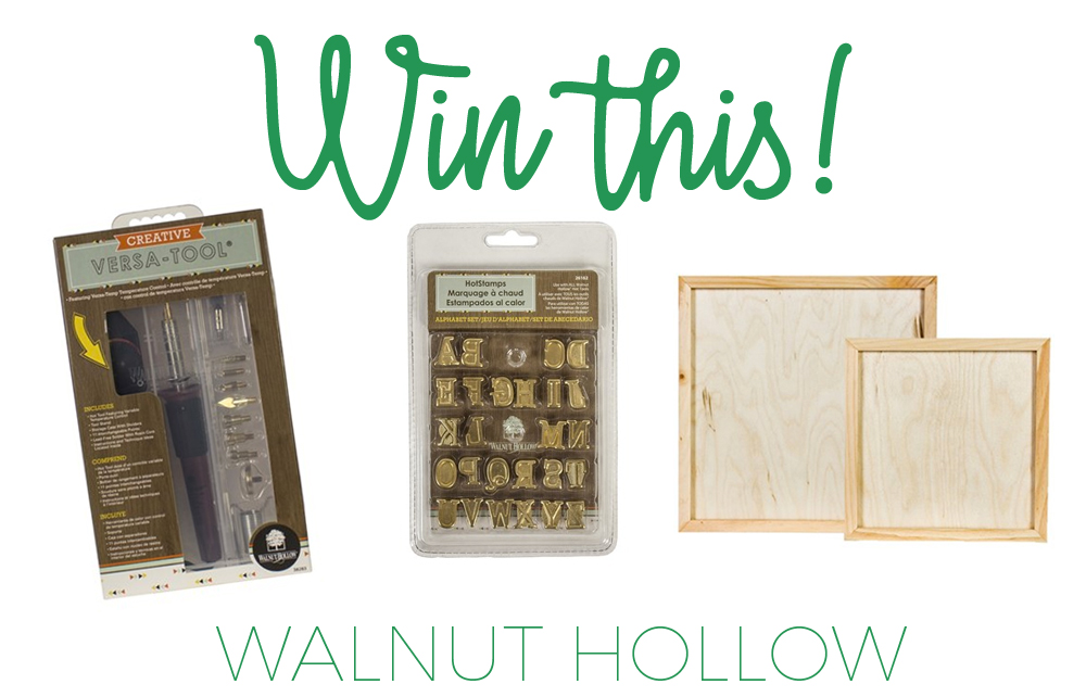 giveaway for a wood burning kit from Walnut Hollow