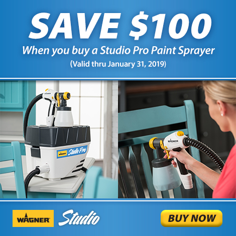 coupon for $100 off a Wagner Studio Pro paint sprayer