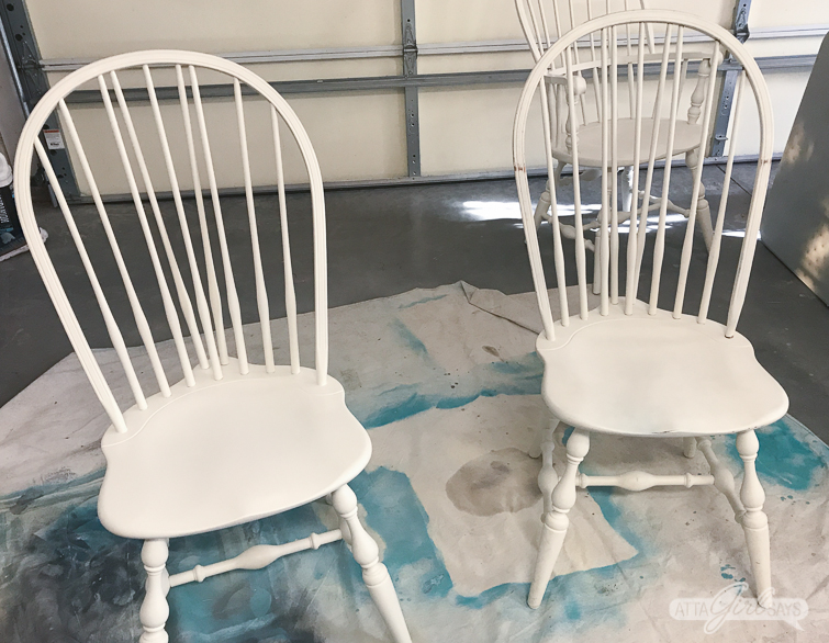windsor chairs being painted