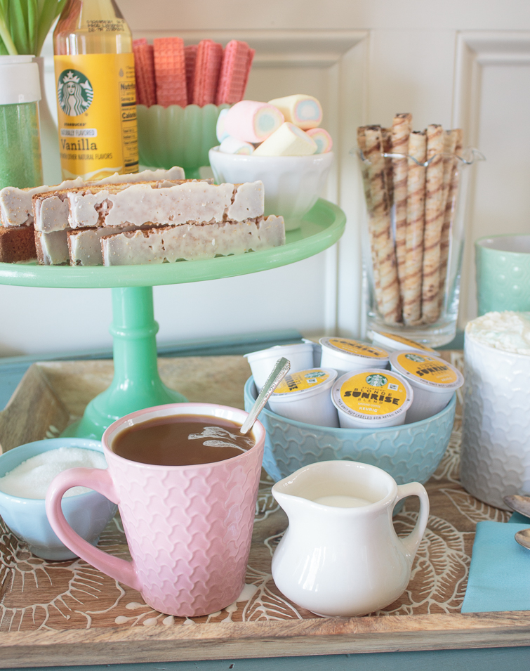 coffee with creamer on a coffee bar