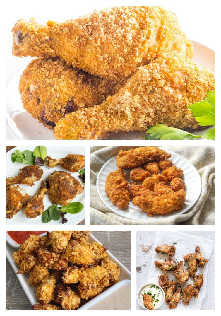 collage of five Low Carb Air Fryer Chicken Recipes 