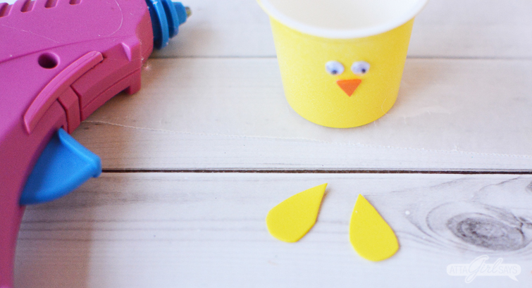 yellow foam wins for spring chick Easter candy treat cups