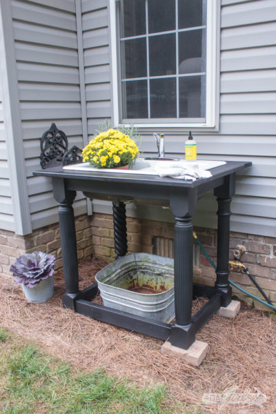 black farmhouse style outdoor sink