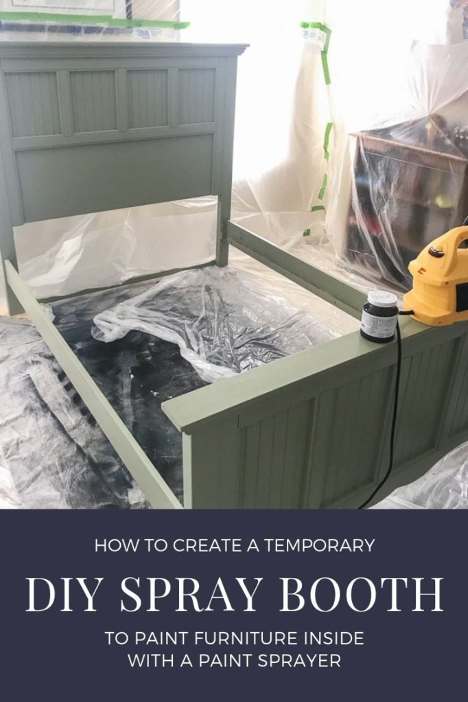 setting up a temporary DIY spray booth inside to paint furniture without ruining carpet