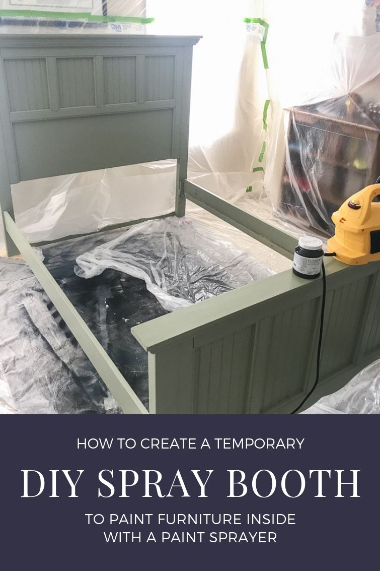 setting up a temporary DIY spray booth inside to paint furniture without ruining carpet