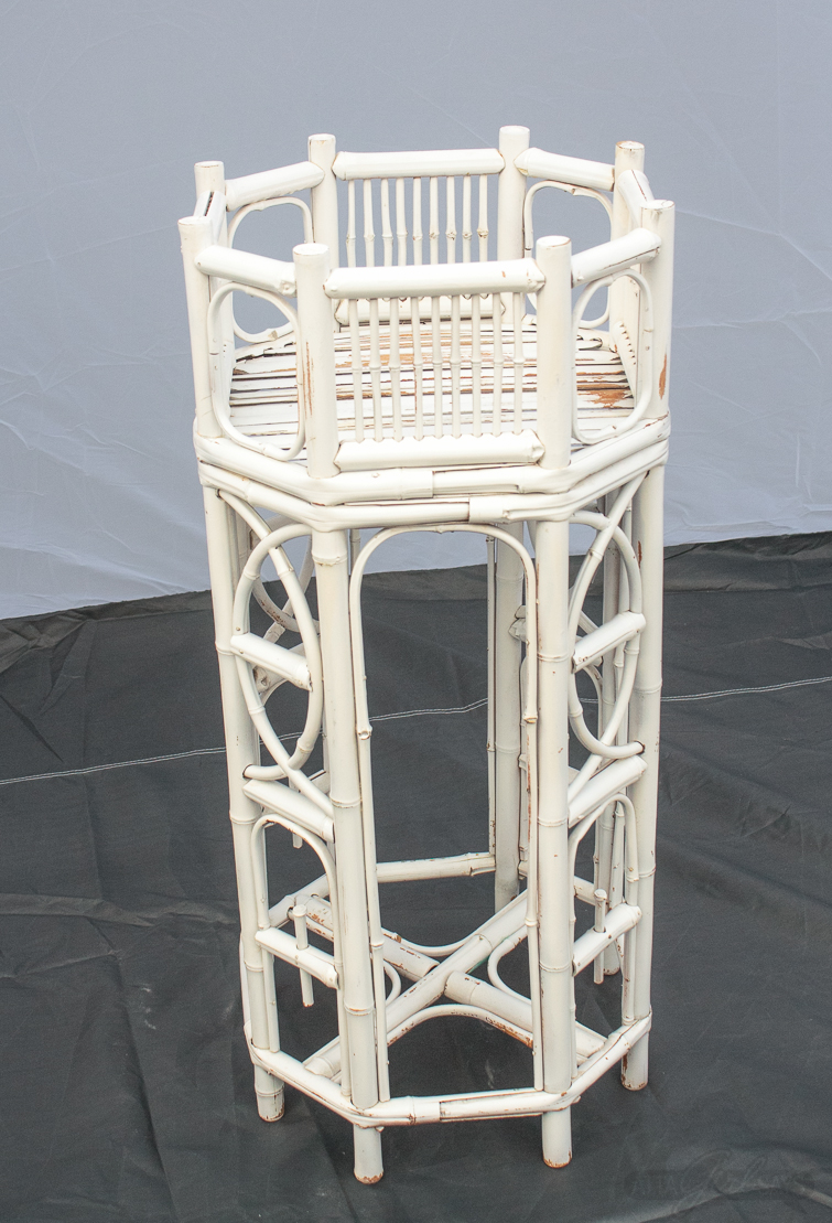 before photo of a bamboo plant stand before being painted