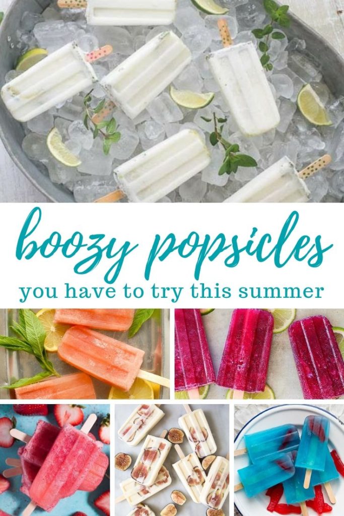 collage showing six different alcoholic popsicles