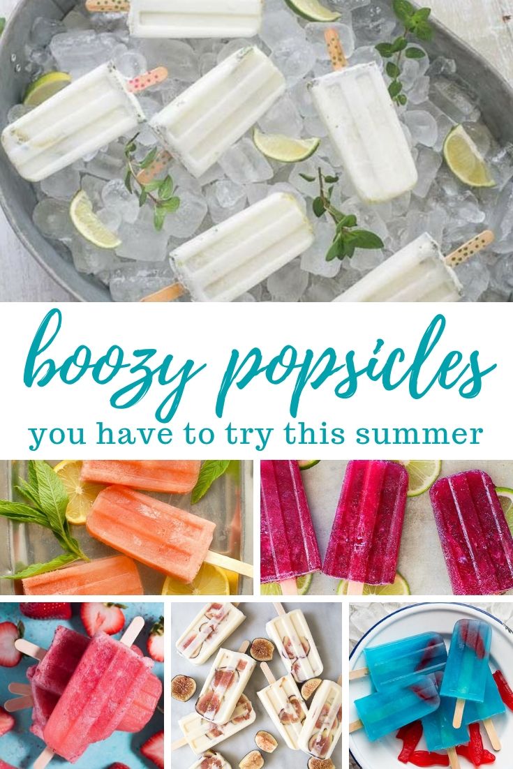 collage showing six different alcoholic popsicles
