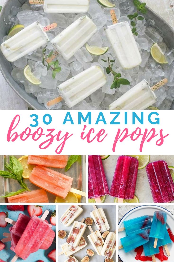 collage showing six different alcoholic popsicles