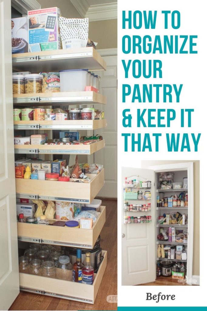 organized pantry closet with slide-out Shelf Genie drawers