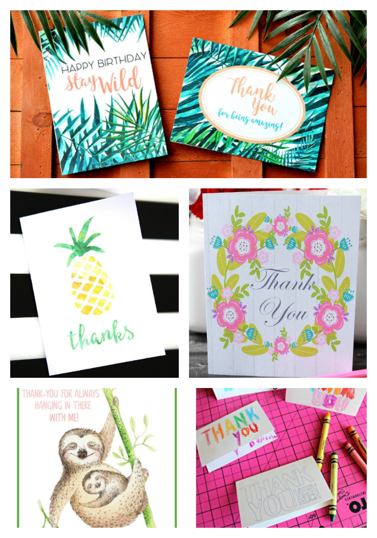 Free Printable Thank You Cards for adults and kids