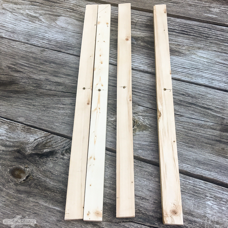 1X2 boards cut to size to make a folding camp stool