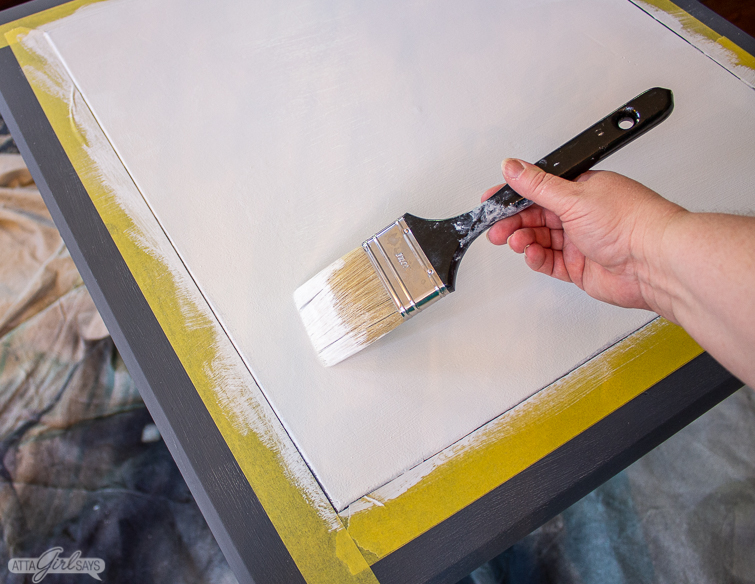 Painting the center of a game table white after using KILZ to prime it