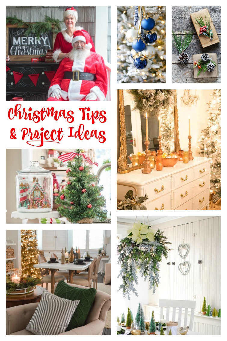 collage photo showing Christmas decorations, crafts and packages