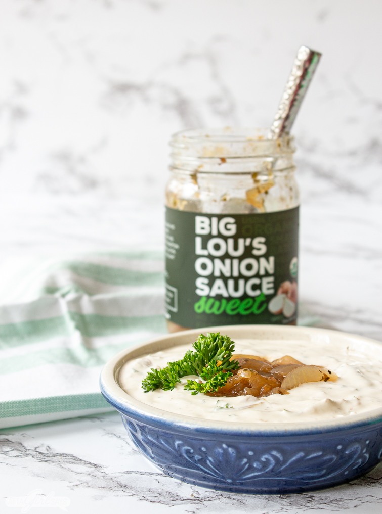 French Onion Dip Made with Prepared Sautéed Onions